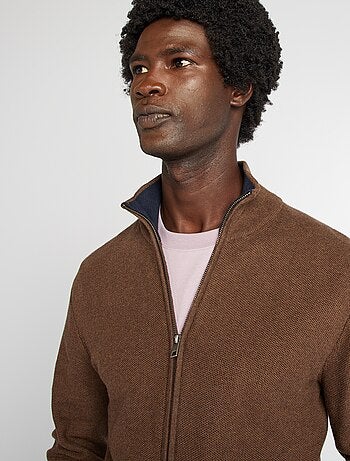 Cardigan con zip collo alto
