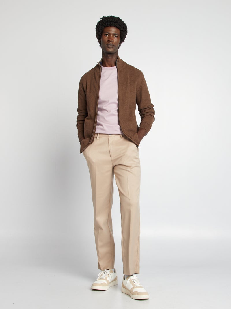 Cardigan con zip collo alto MARRONE - Kiabi