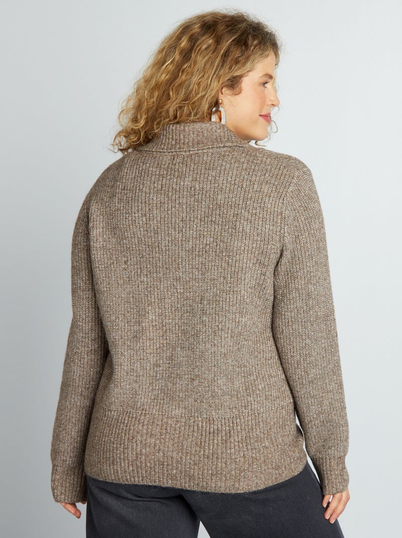 Cardigan con zip collo alto MARRONE - Kiabi