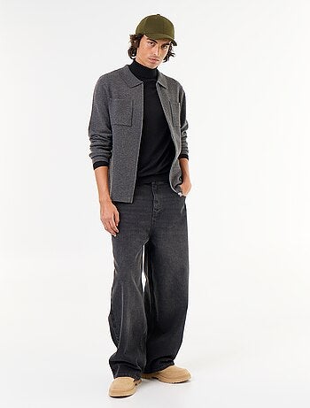 Cardigan con zip e collo a camicia