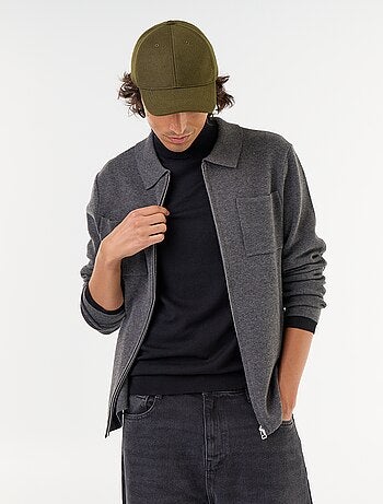 Cardigan con zip e collo a camicia