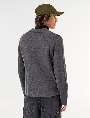 Cardigan con zip e collo a camicia