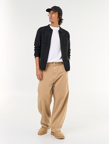 Cardigan con zip e collo a camicia