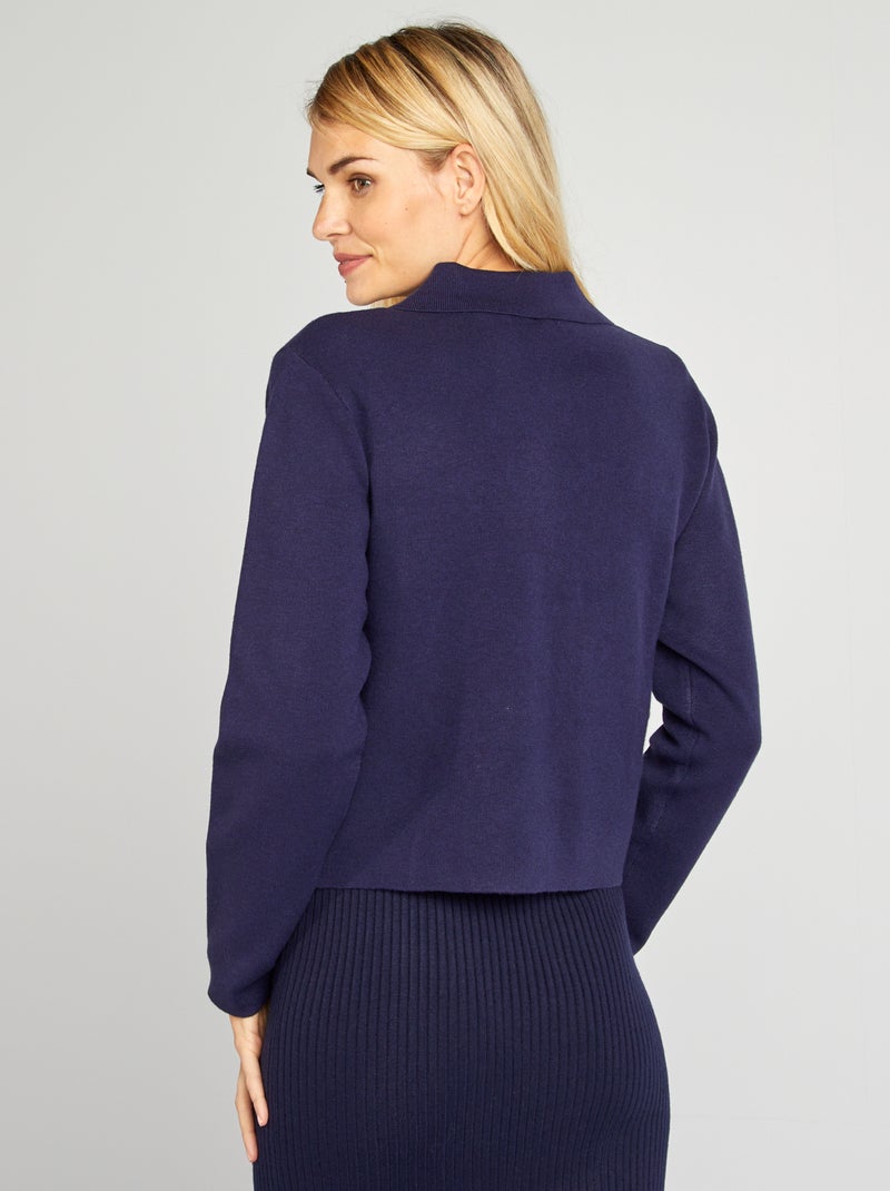 Cardigan con zip e collo a polo BLU - Kiabi