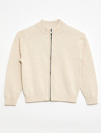 Cardigan con zip e collo alto