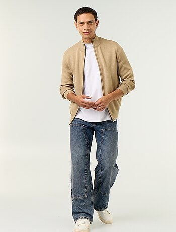 Cardigan con zip e collo alto