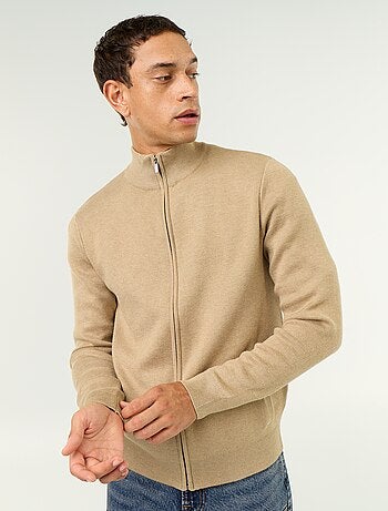 Cardigan con zip e collo alto