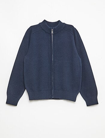 Cardigan con zip e collo alto