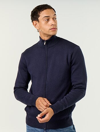 Cardigan con zip e collo alto