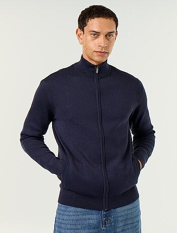 Cardigan con zip e collo alto