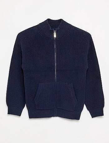 Cardigan con zip e collo alto