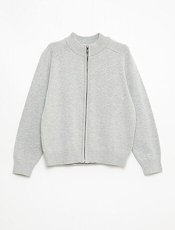Cardigan con zip e collo alto