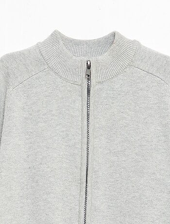 Cardigan con zip e collo alto
