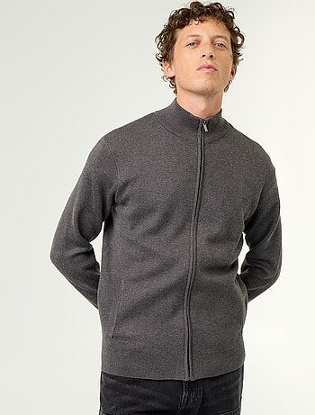 Cardigan con zip e collo alto