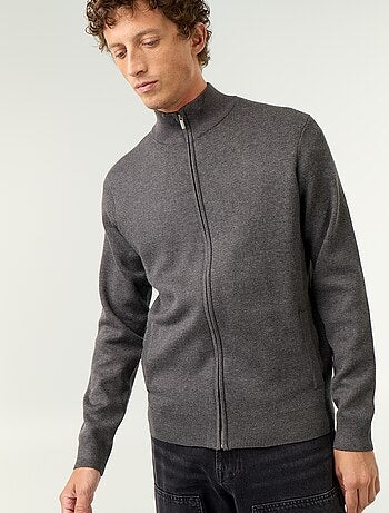 Cardigan con zip e collo alto