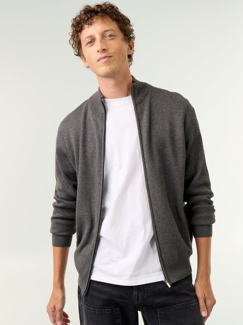Cardigan con zip e collo alto - Kiabi Cardigan con zip e collo alto - Kiabi