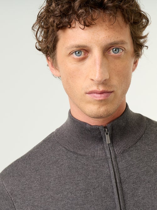 Cardigan con zip e collo alto - Kiabi Cardigan con zip e collo alto - Kiabi
