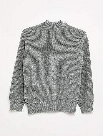 Cardigan con zip e collo alto