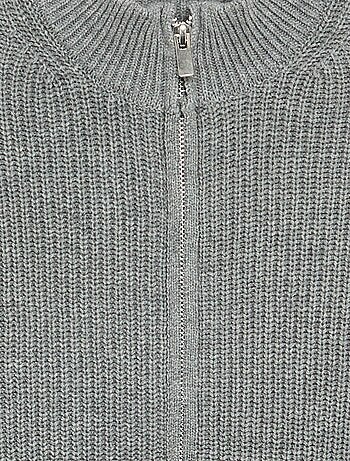 Cardigan con zip e collo alto