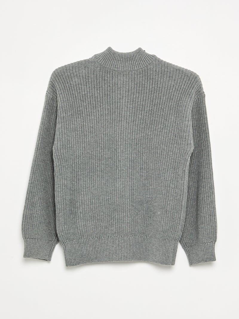 Cardigan con zip e collo alto Grigio - Kiabi