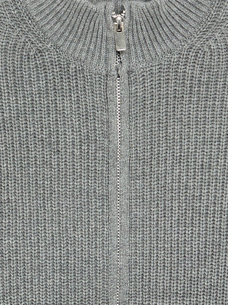 Cardigan con zip e collo alto Grigio - Kiabi