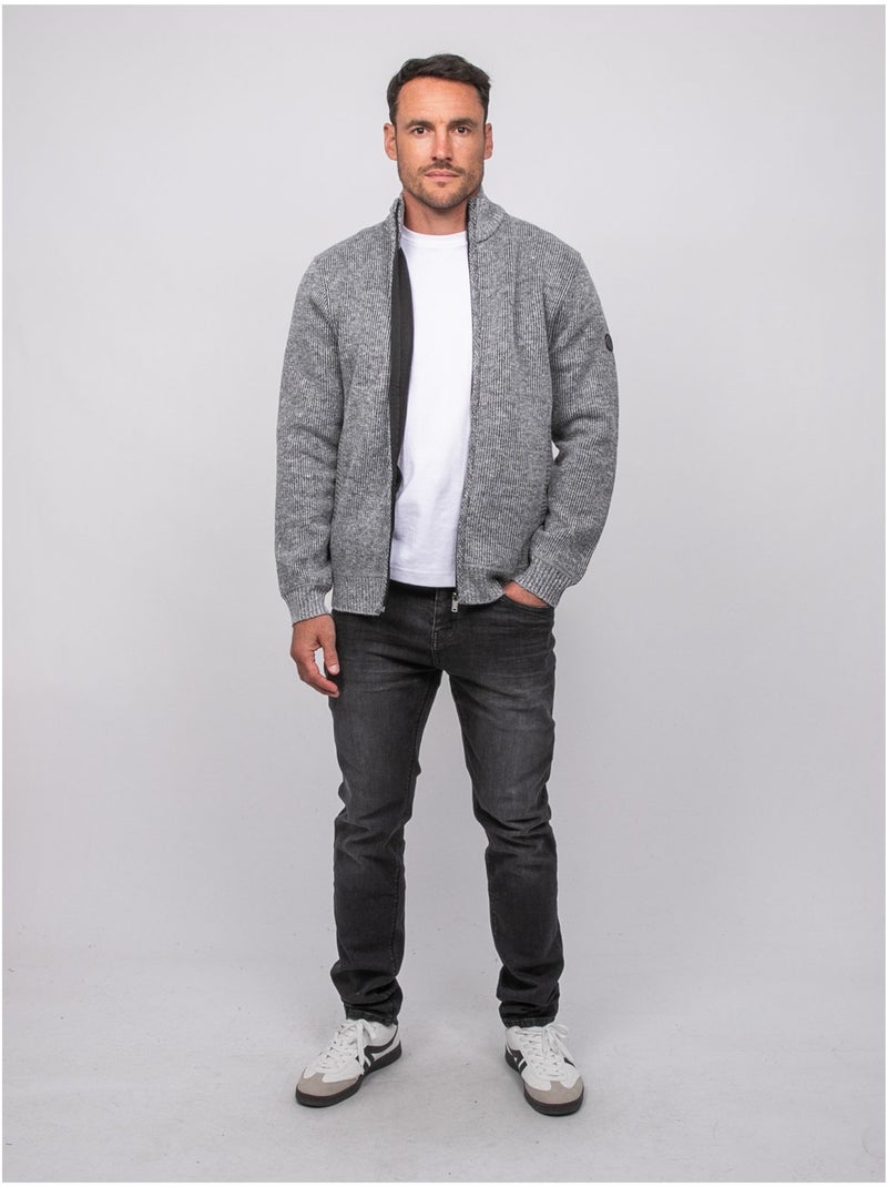 Cardigan con zip e collo alto laporil Grigio - Kiabi