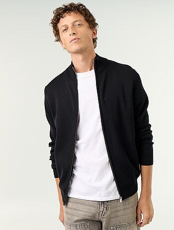 Cardigan con zip e collo alto