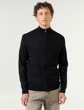 Cardigan con zip e collo alto