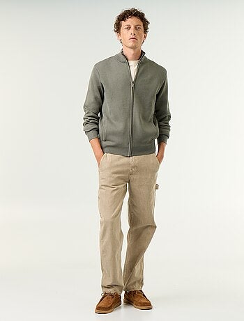 Cardigan con zip e collo alto