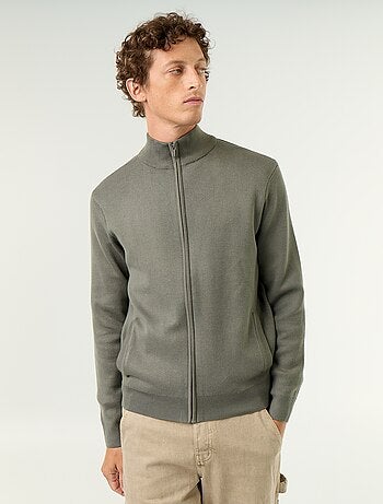 Cardigan con zip e collo alto