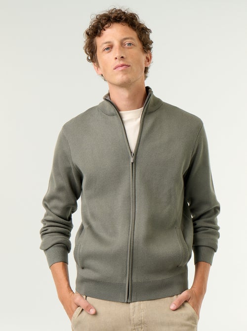 Cardigan con zip e collo alto - Kiabi Cardigan con zip e collo alto - Kiabi