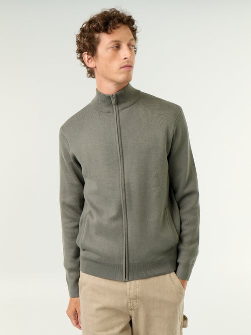 Cardigan con zip e collo alto - Kiabi Cardigan con zip e collo alto - Kiabi