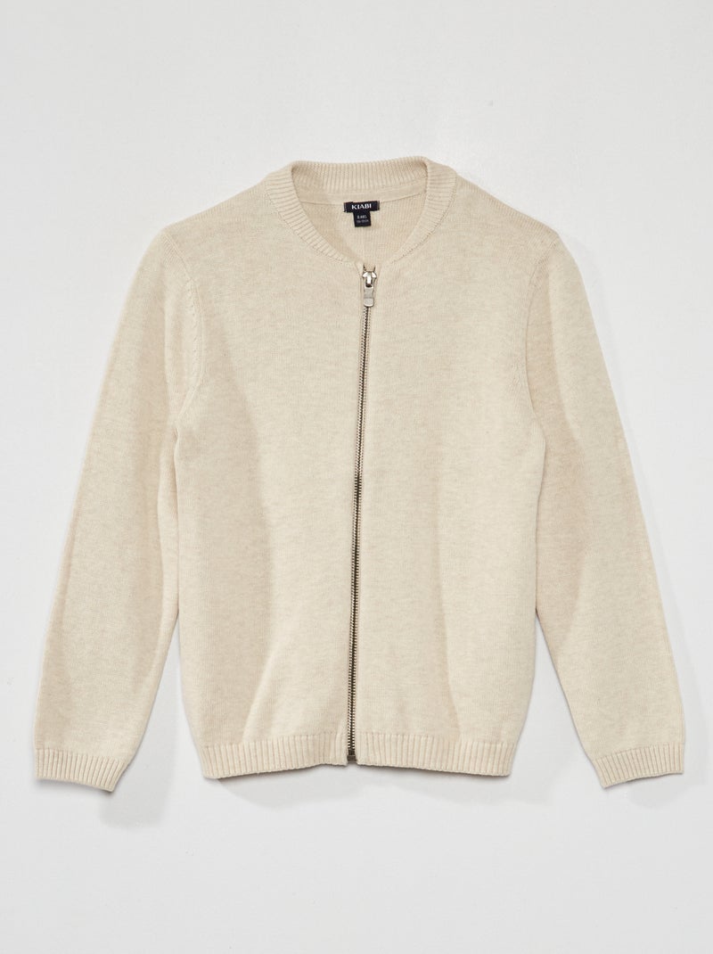 Cardigan con zip in maglia BEIGE - Kiabi