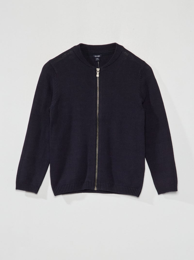 Cardigan con zip in maglia blu - Kiabi