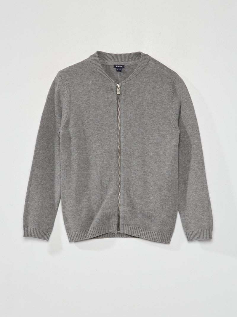 Cardigan con zip in maglia GRIGIO - Kiabi