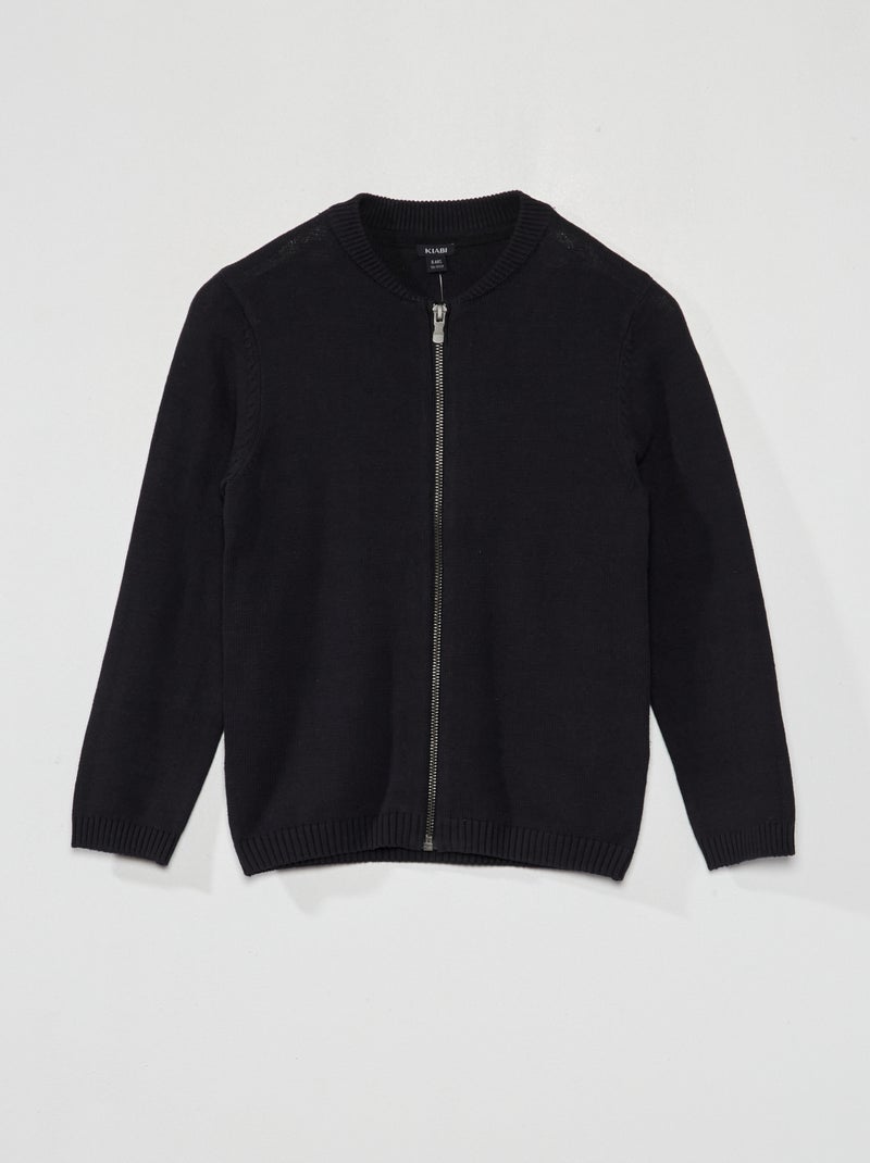 Cardigan con zip in maglia Nero - Kiabi