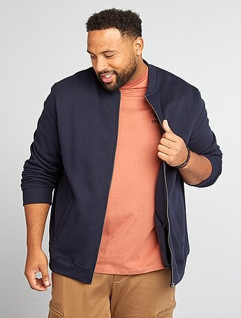 Cardigan con zip in tessuto felpato