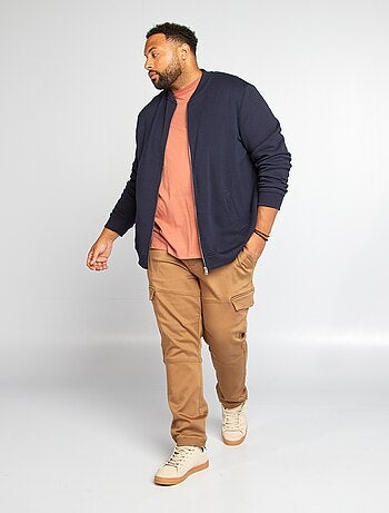 Cardigan con zip in tessuto felpato