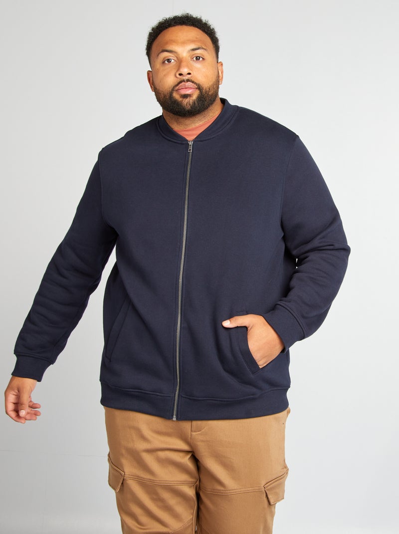 Cardigan con zip in tessuto felpato BLU - Kiabi