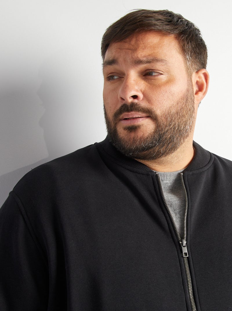 Cardigan con zip in tessuto felpato nero - Kiabi