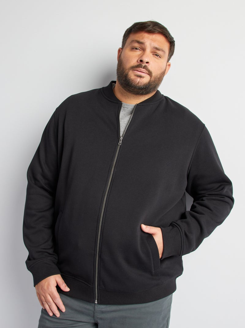 Cardigan con zip in tessuto felpato nero - Kiabi