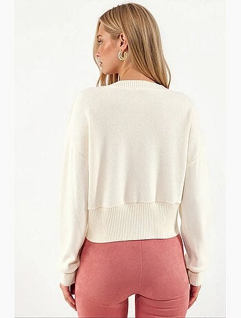 Cardigan corto a coste con bottoni busem