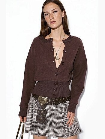 Cardigan corto a coste con bottoni busem