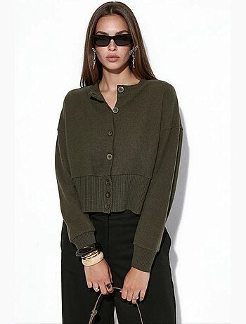 Cardigan corto a coste con bottoni busem
