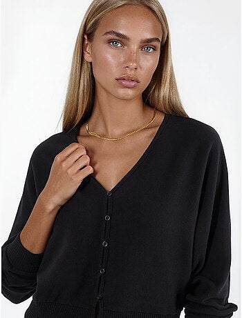 Cardigan corto a coste con scollo a v busem