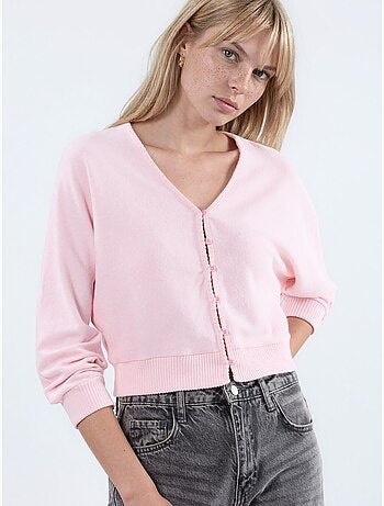 Cardigan corto a coste con scollo a v busem