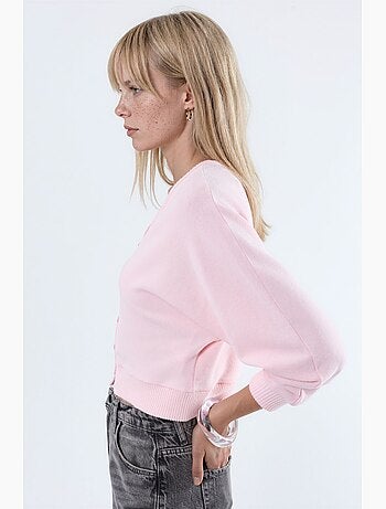 Cardigan corto a coste con scollo a v busem