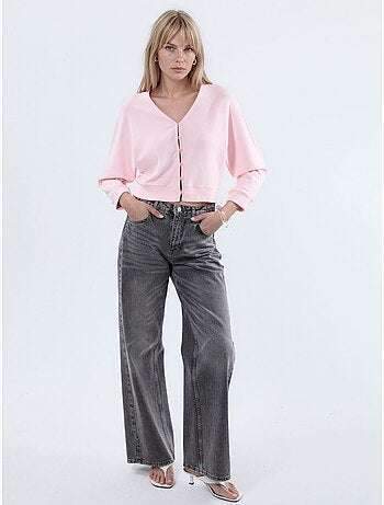 Cardigan corto a coste con scollo a v busem