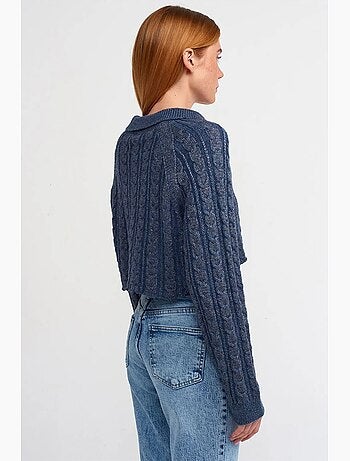 Cardigan corto a trecce con bottoni dilvin