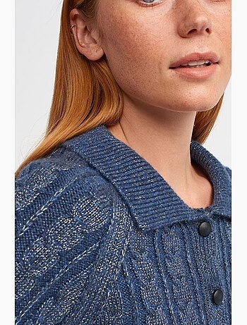 Cardigan corto a trecce con bottoni dilvin